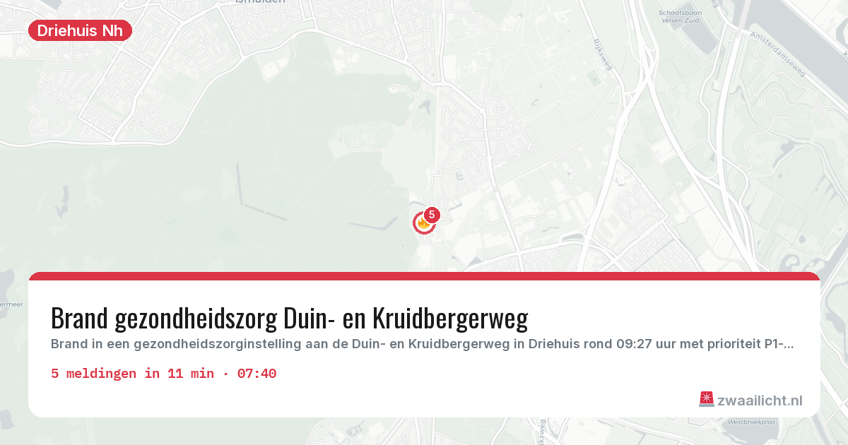 Kaart van de activiteitspiek bij Driehuis Nh