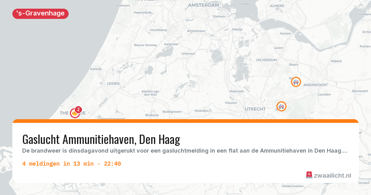 Kaart van de activiteitspiek bij 's-Gravenhage