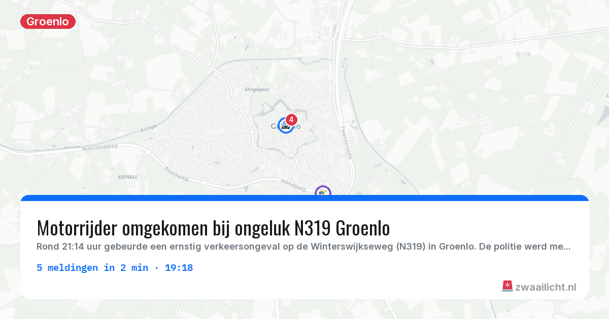 Kaart van de activiteitspiek bij Groenlo