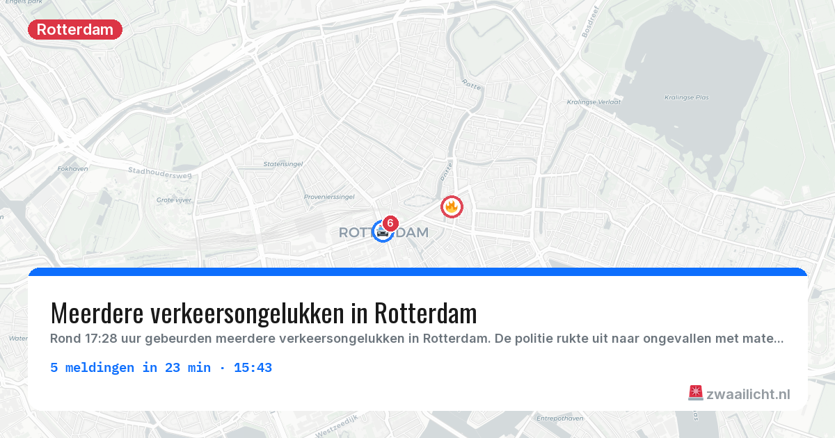 Kaart van de activiteitspiek bij Rotterdam