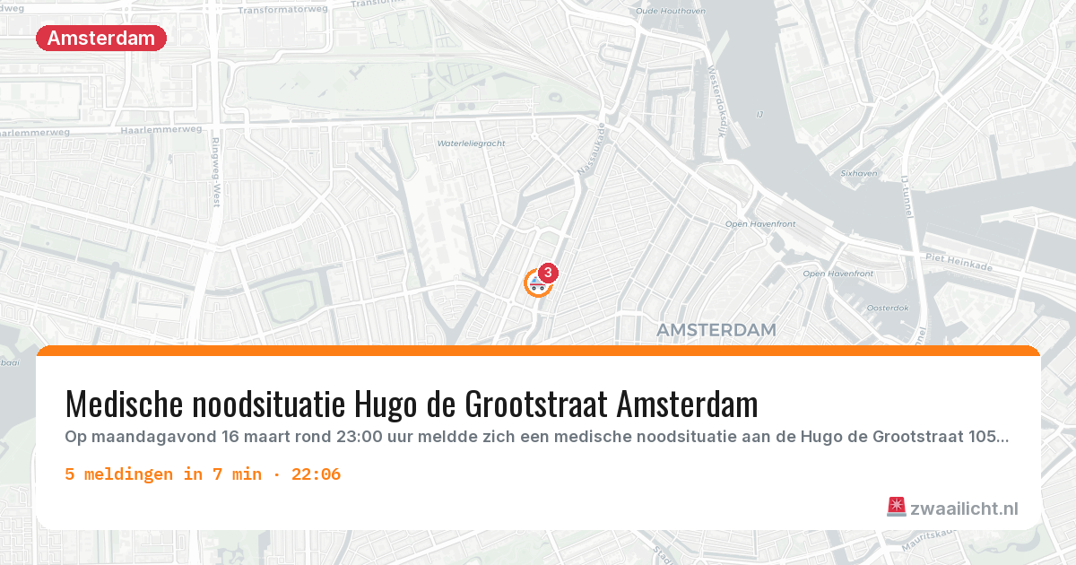 Kaart van de activiteitspiek bij Amsterdam