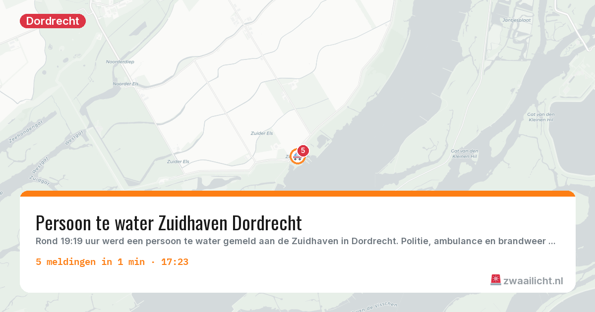 Kaart van de activiteitspiek bij Dordrecht