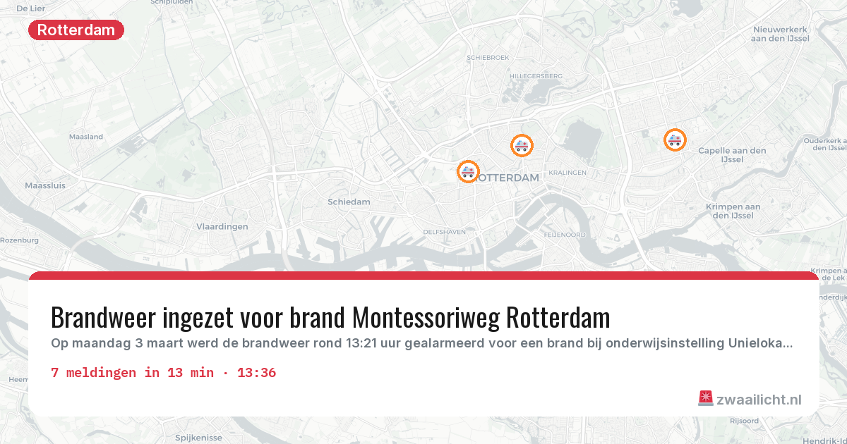 Kaart van de activiteitspiek bij Rotterdam