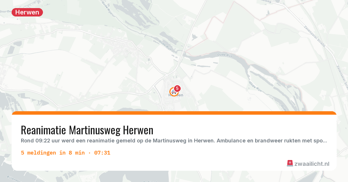 Kaart van de activiteitspiek bij Herwen