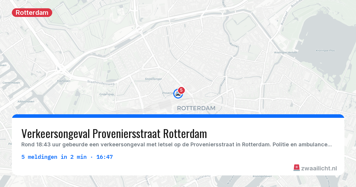 Kaart van de activiteitspiek bij Rotterdam