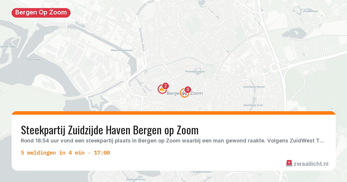 Kaart van de activiteitspiek bij Bergen Op Zoom