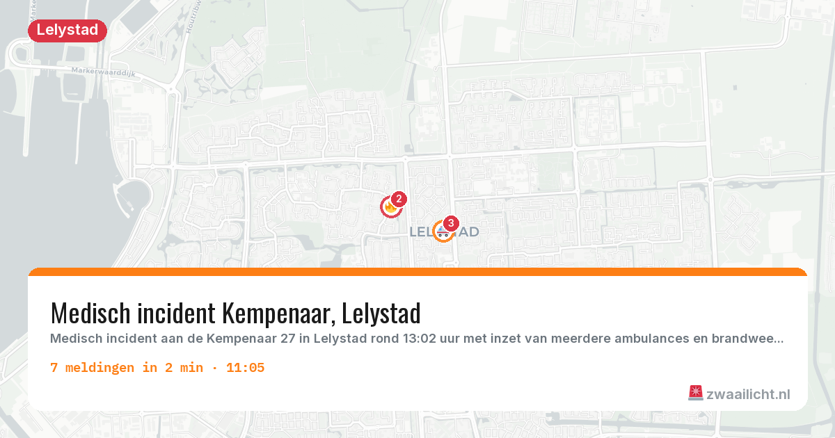 Kaart van de activiteitspiek bij Lelystad