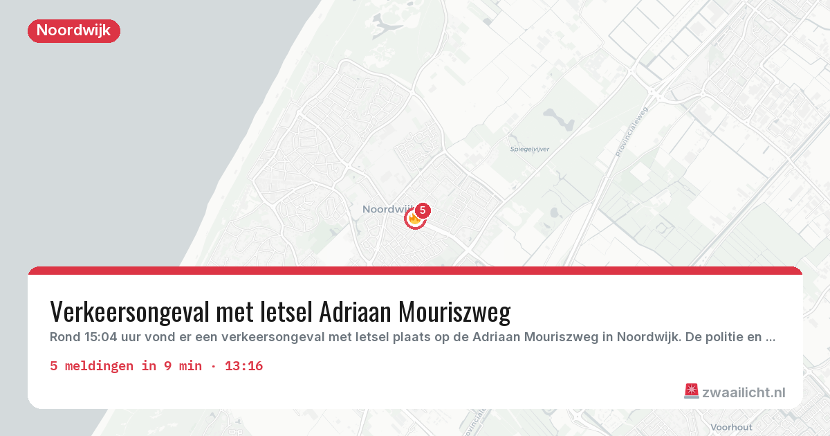 Kaart van de activiteitspiek bij Noordwijk