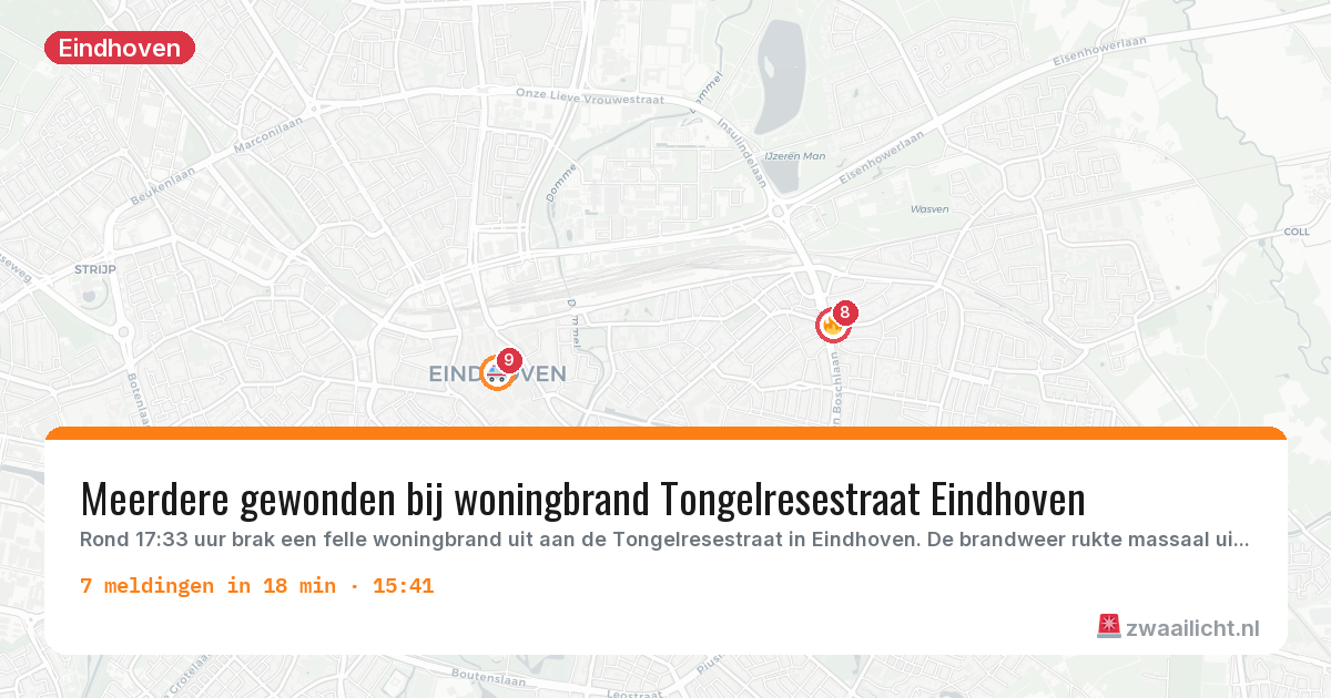 Kaart van de activiteitspiek bij Eindhoven