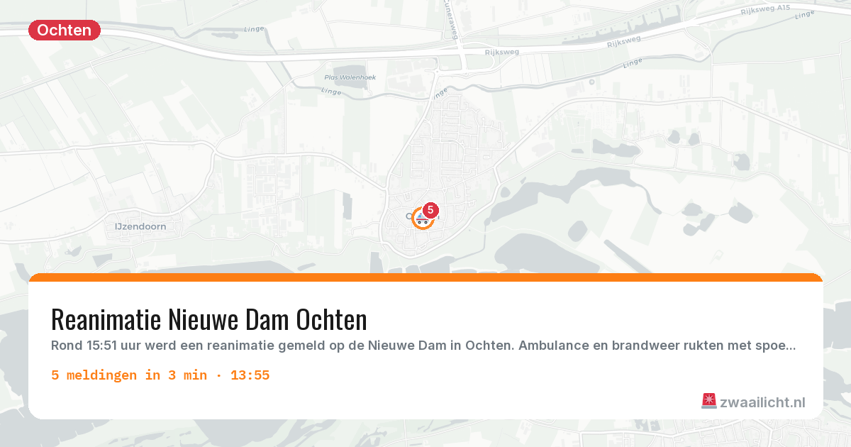 Kaart van de activiteitspiek bij Ochten