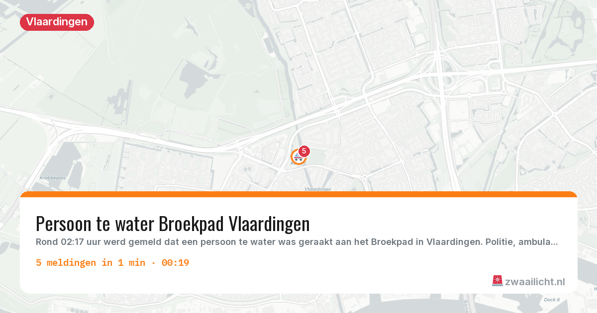 Kaart van de activiteitspiek bij Vlaardingen