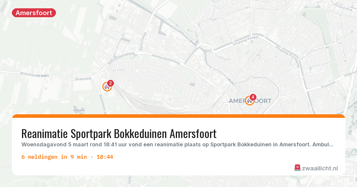 Kaart van de activiteitspiek bij Amersfoort