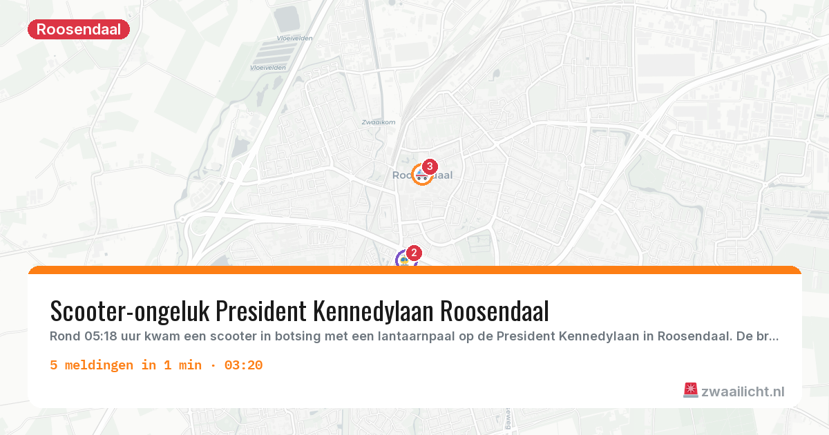Kaart van de activiteitspiek bij Roosendaal