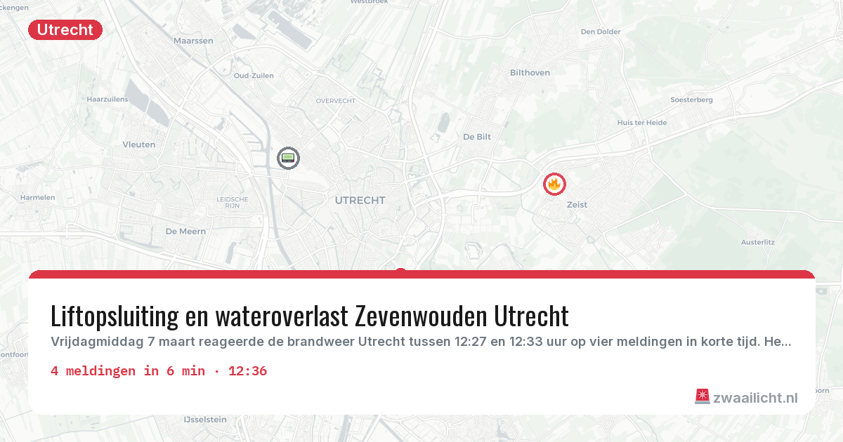Kaart van de activiteitspiek bij Utrecht