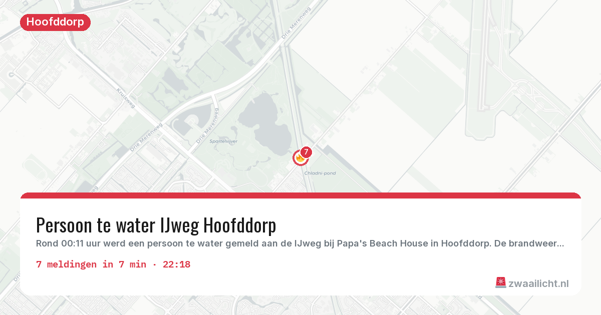 Kaart van de activiteitspiek bij Hoofddorp