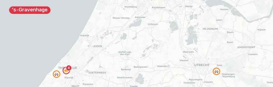 Kaart van Brandgerucht Teniersplantsoen met verkeersongeval