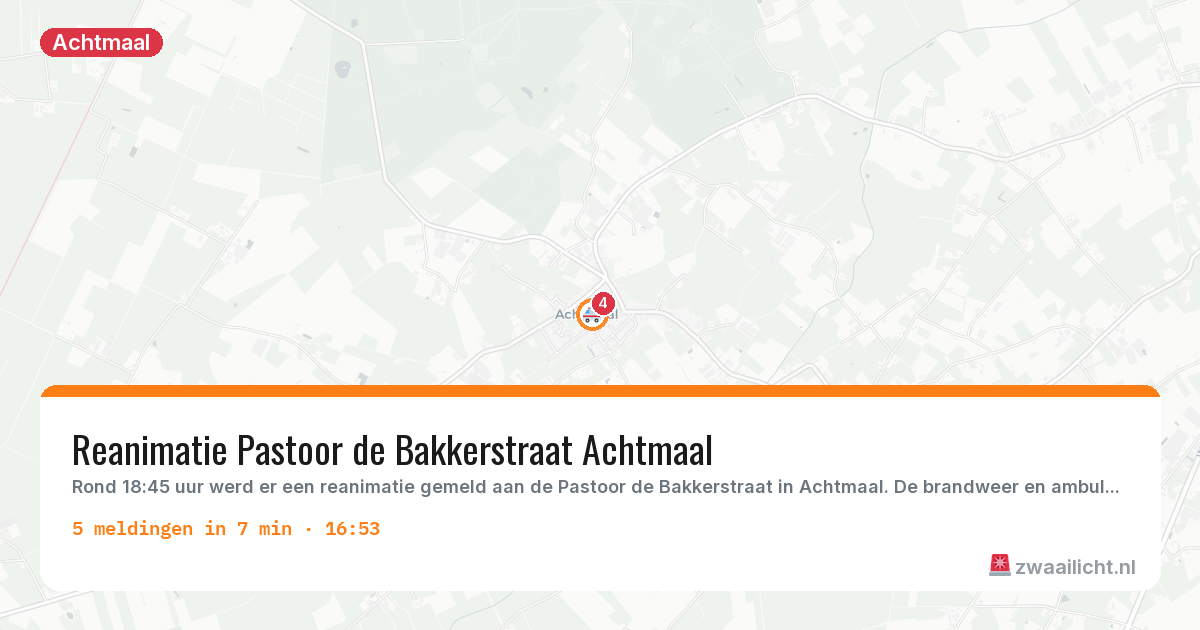 Kaart van de activiteitspiek bij Achtmaal