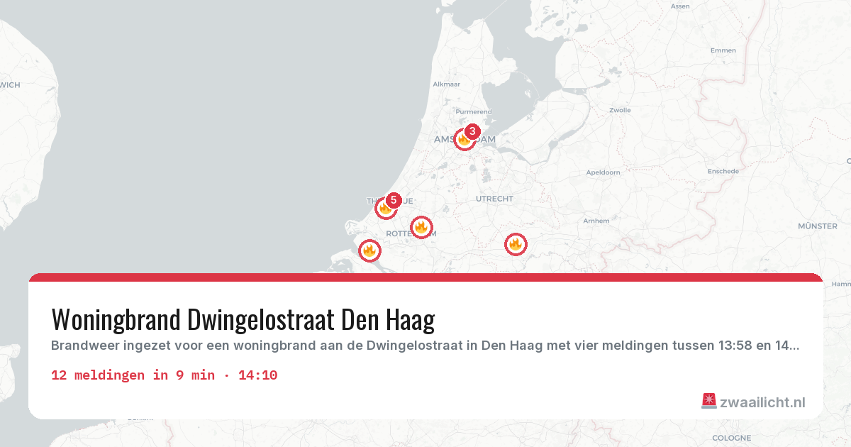 Kaart van de activiteitspiek bij Brandweer