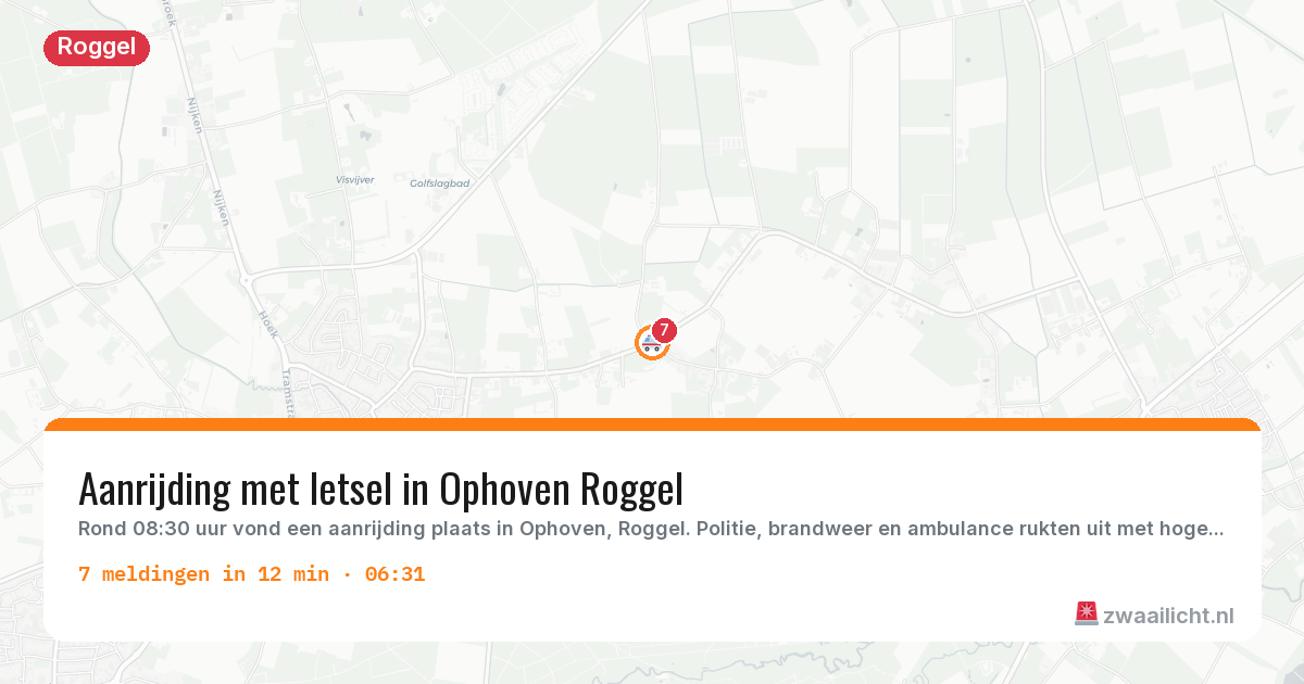 Kaart van de activiteitspiek bij Roggel