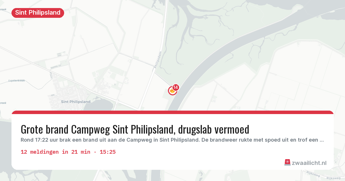 Kaart van de activiteitspiek bij Sint Philipsland