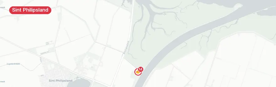 Kaart van Grote brand Campweg Sint Philipsland, drugslab vermoed
