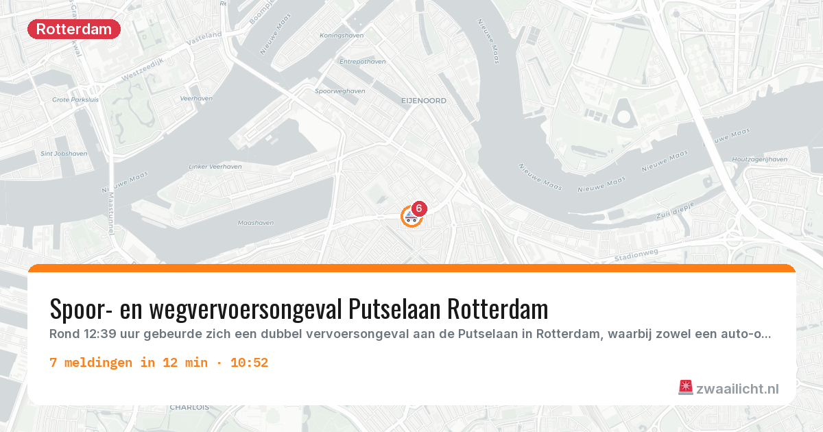 Kaart van de activiteitspiek bij Rotterdam