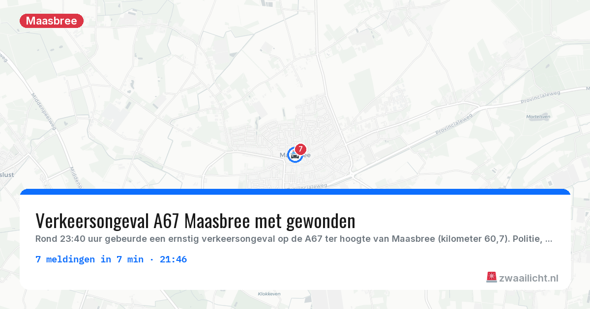 Kaart van de activiteitspiek bij Maasbree