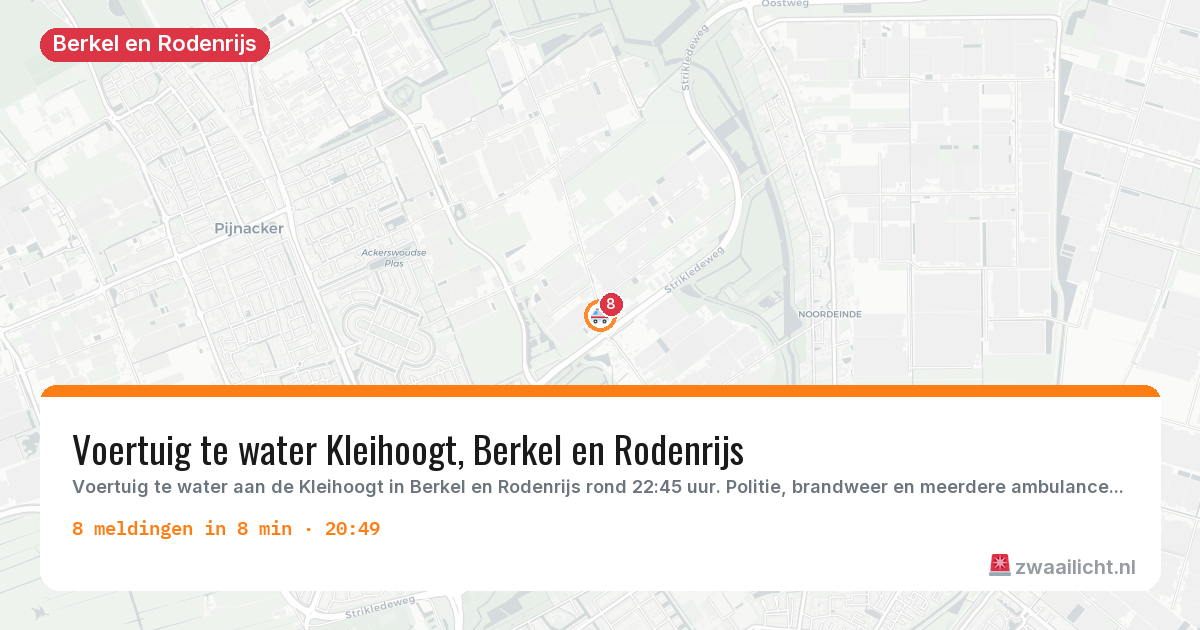 Kaart van de activiteitspiek bij Berkel en Rodenrijs