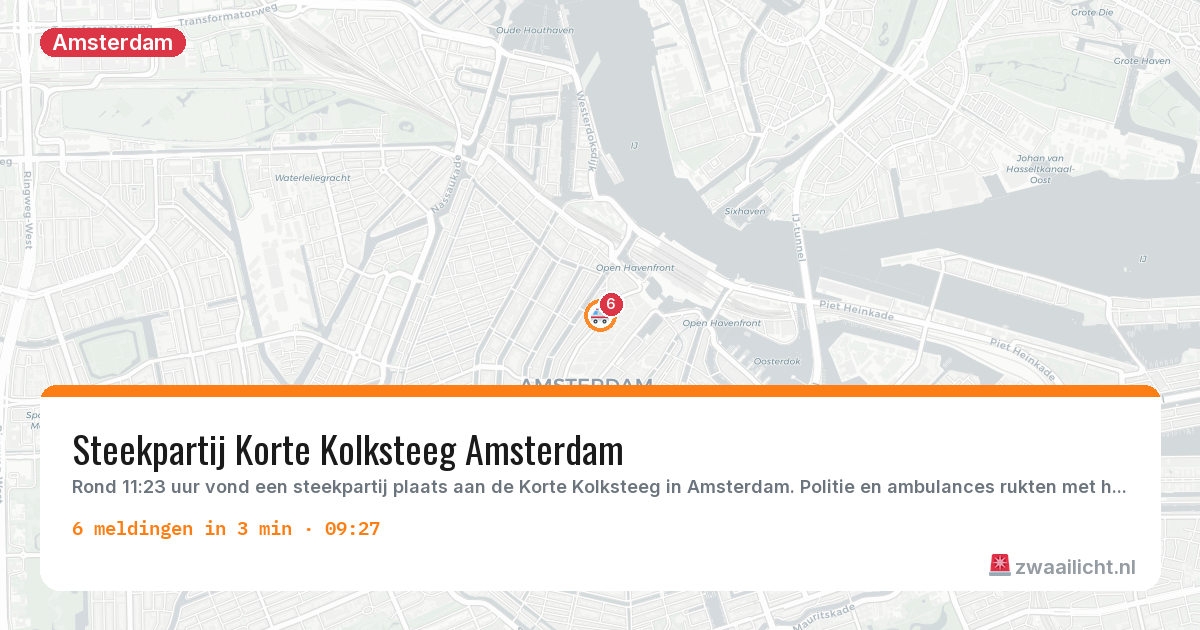 Kaart van de activiteitspiek bij Amsterdam