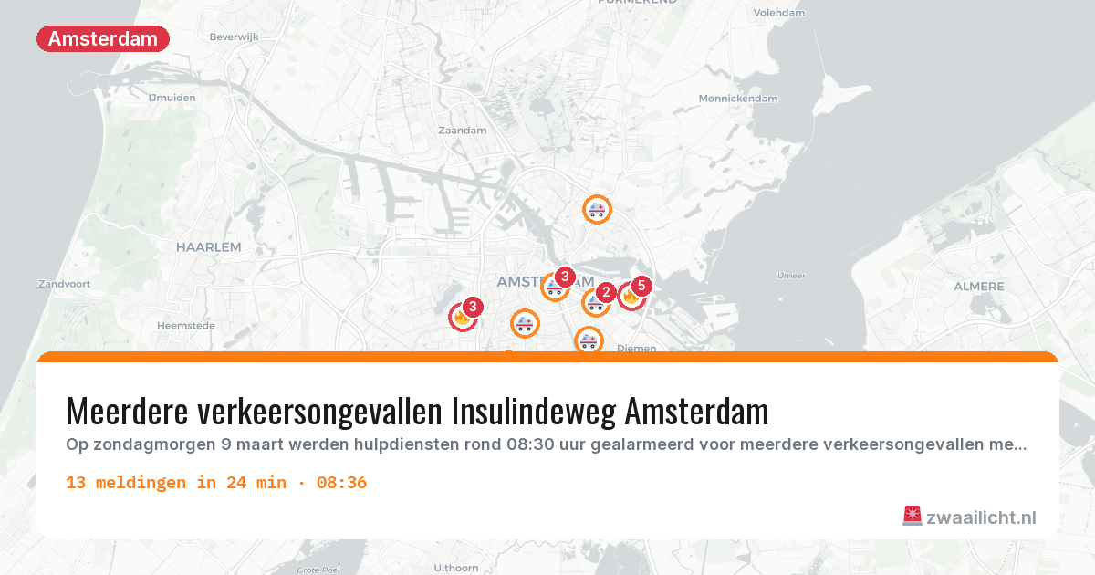 Kaart van de activiteitspiek bij Amsterdam