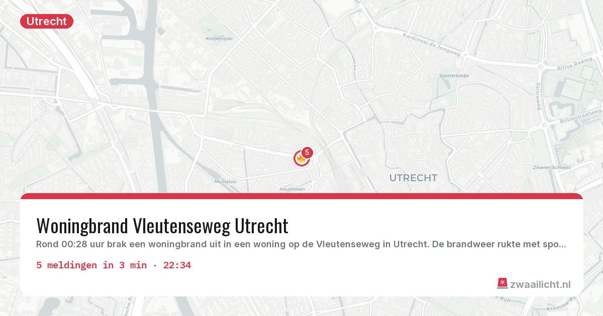 Kaart van de activiteitspiek bij Utrecht