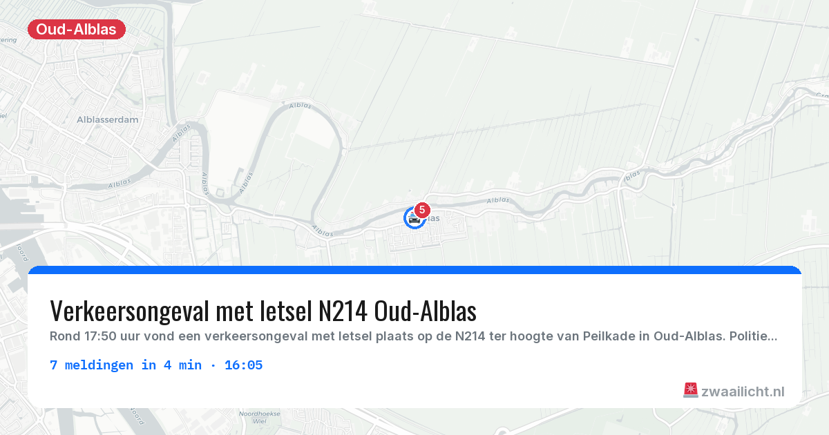 Kaart van de activiteitspiek bij Oud-Alblas