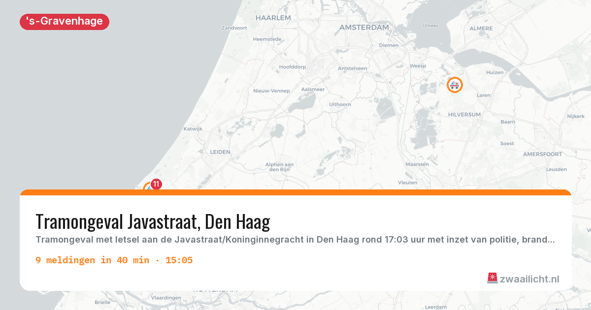 Kaart van de activiteitspiek bij 's-Gravenhage
