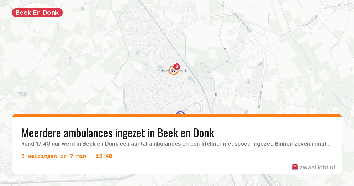 Kaart van de activiteitspiek bij Beek En Donk