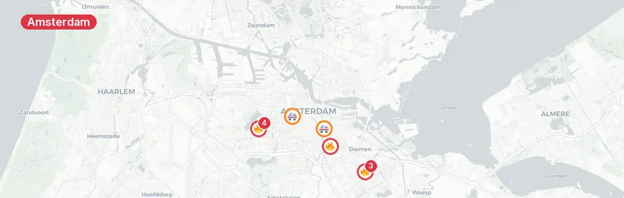Kaart van Woningbrand Gravestein Amsterdam
