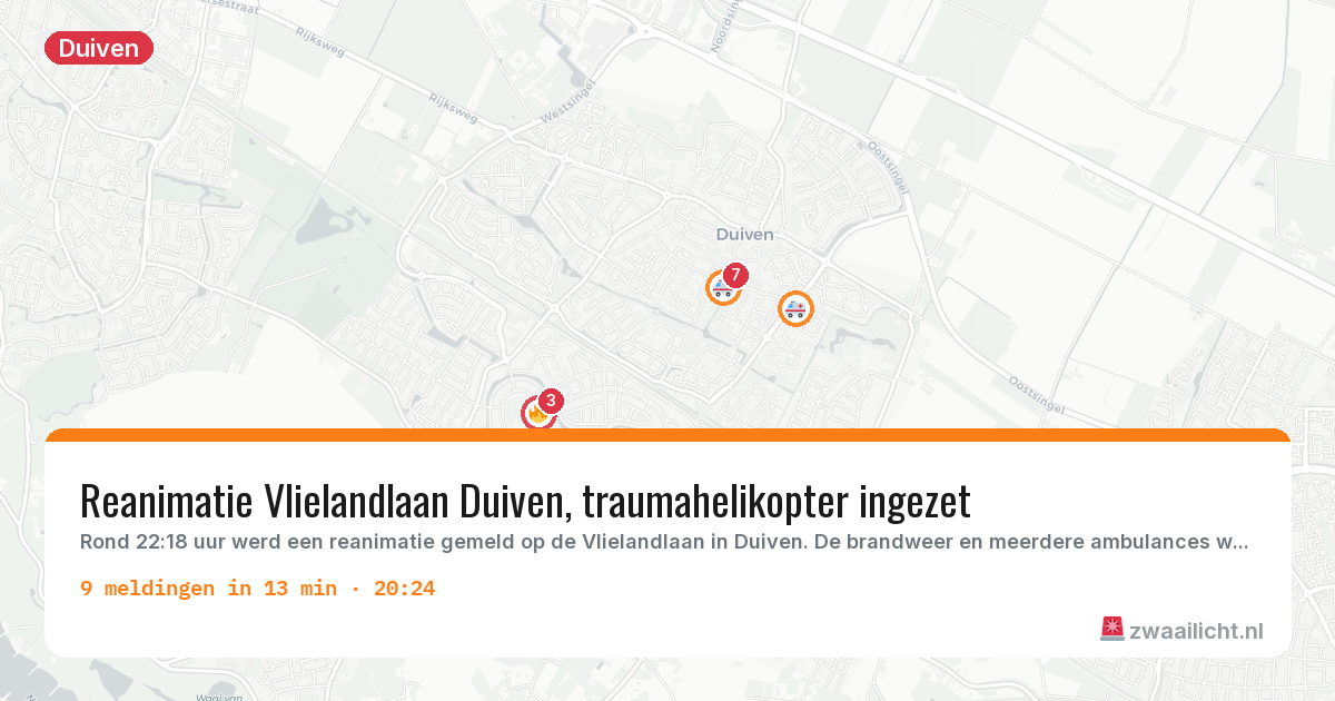 Kaart van de activiteitspiek bij Duiven