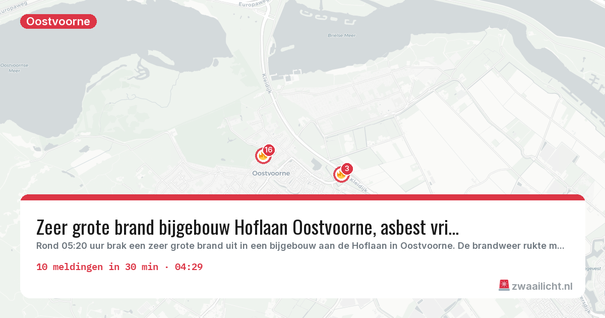 Kaart van de activiteitspiek bij Oostvoorne