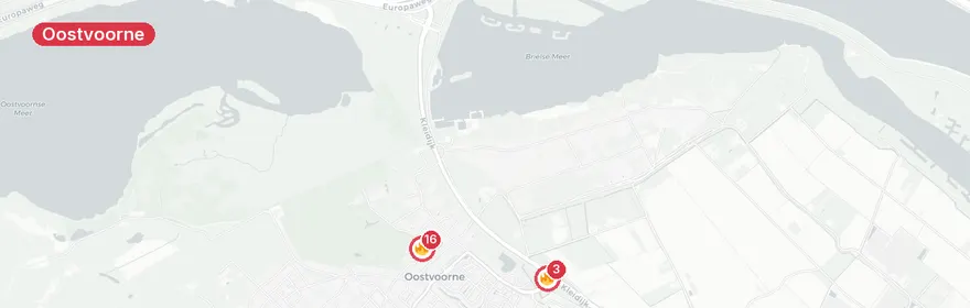 Kaart van Zeer grote brand bijgebouw Hoflaan Oostvoorne, asbest vri...