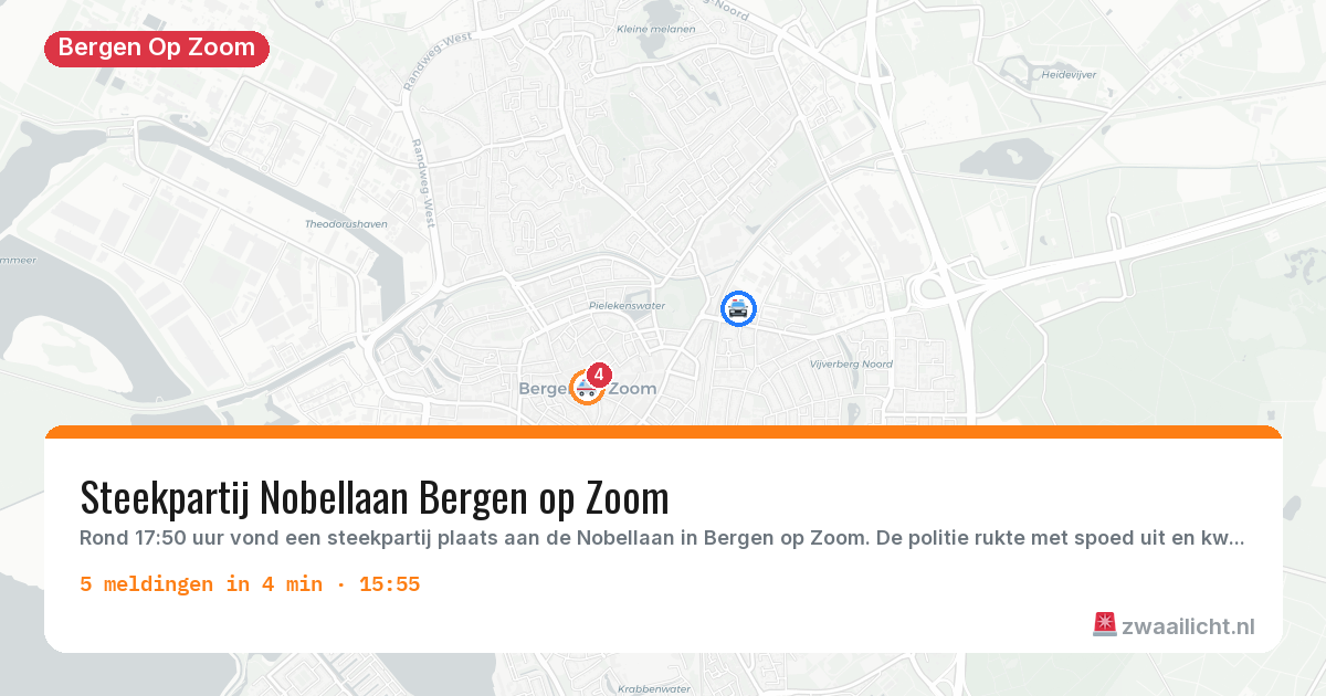 Kaart van de activiteitspiek bij Bergen Op Zoom