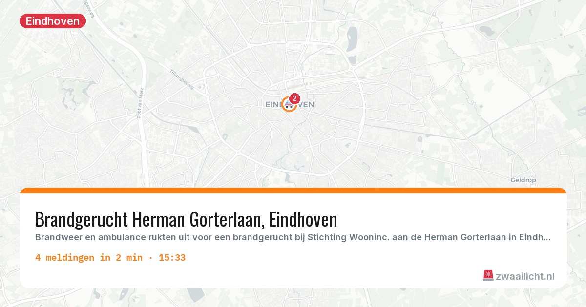 Kaart van de activiteitspiek bij Eindhoven