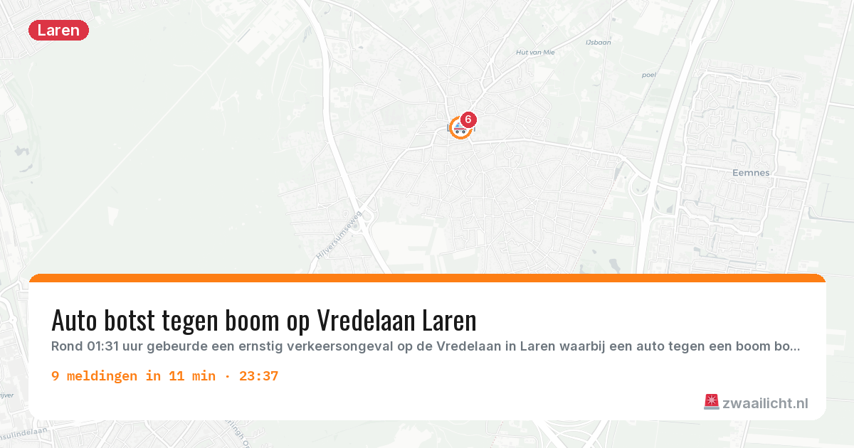 Kaart van de activiteitspiek bij Laren