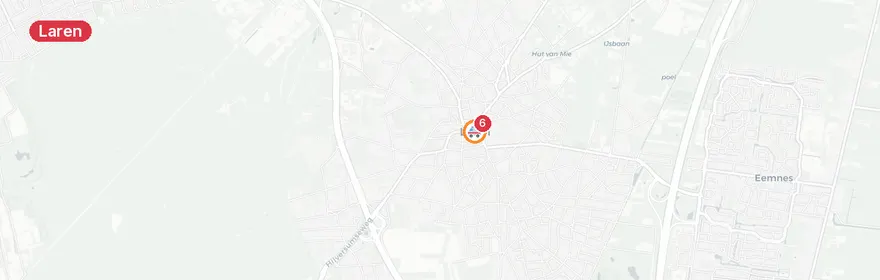 Kaart van Auto botst tegen boom op Vredelaan Laren