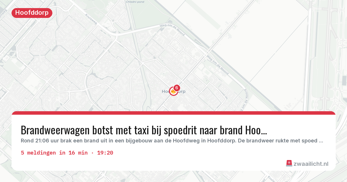 Kaart van de activiteitspiek bij Hoofddorp