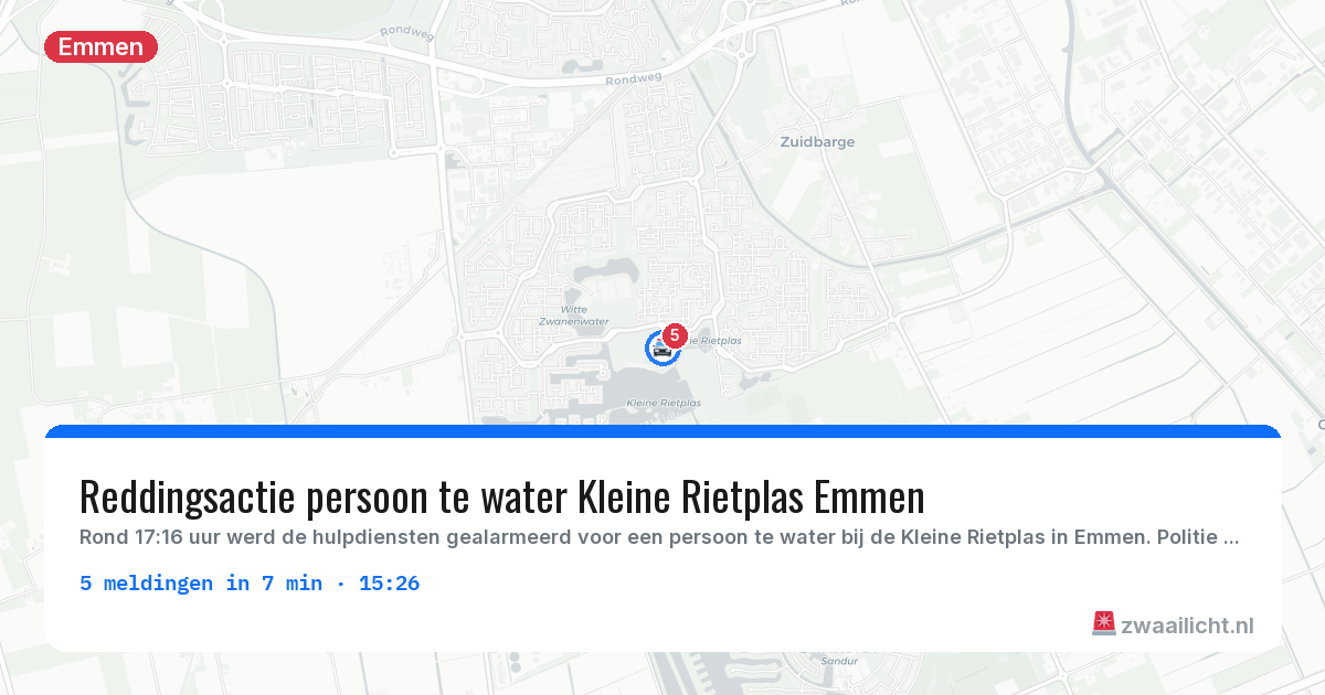 Kaart van de activiteitspiek bij Emmen