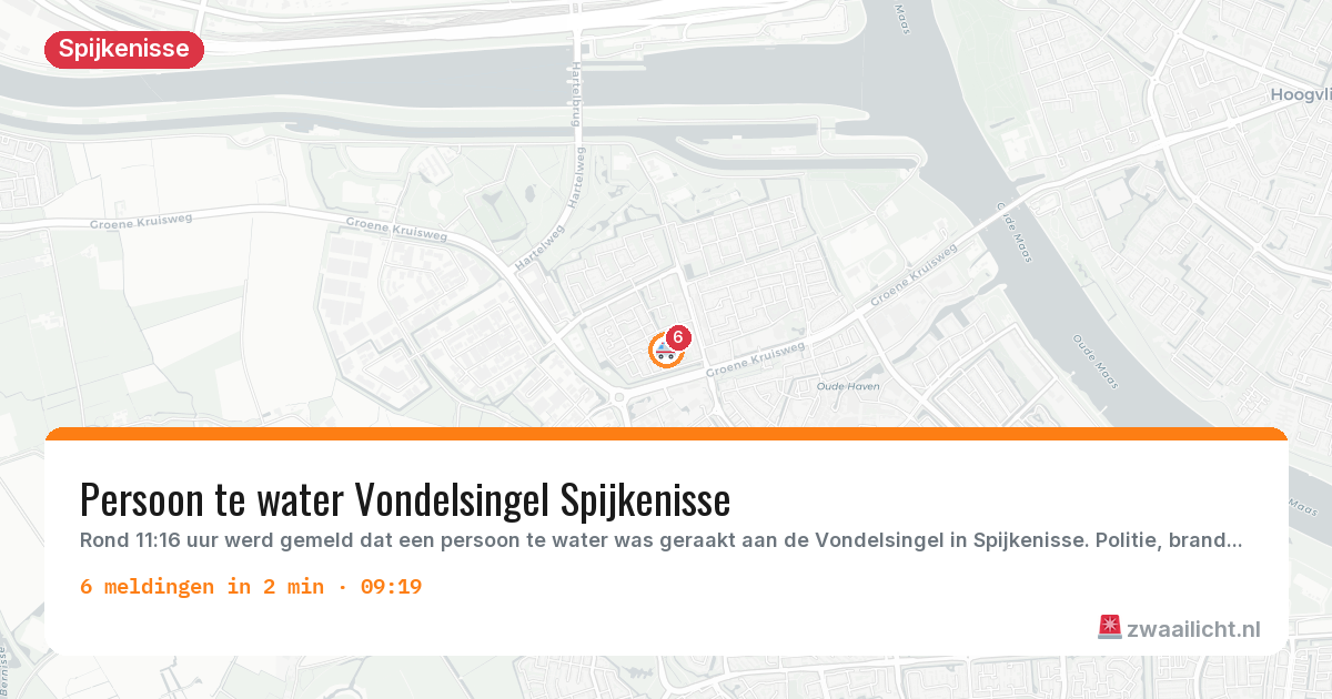 Kaart van de activiteitspiek bij Spijkenisse