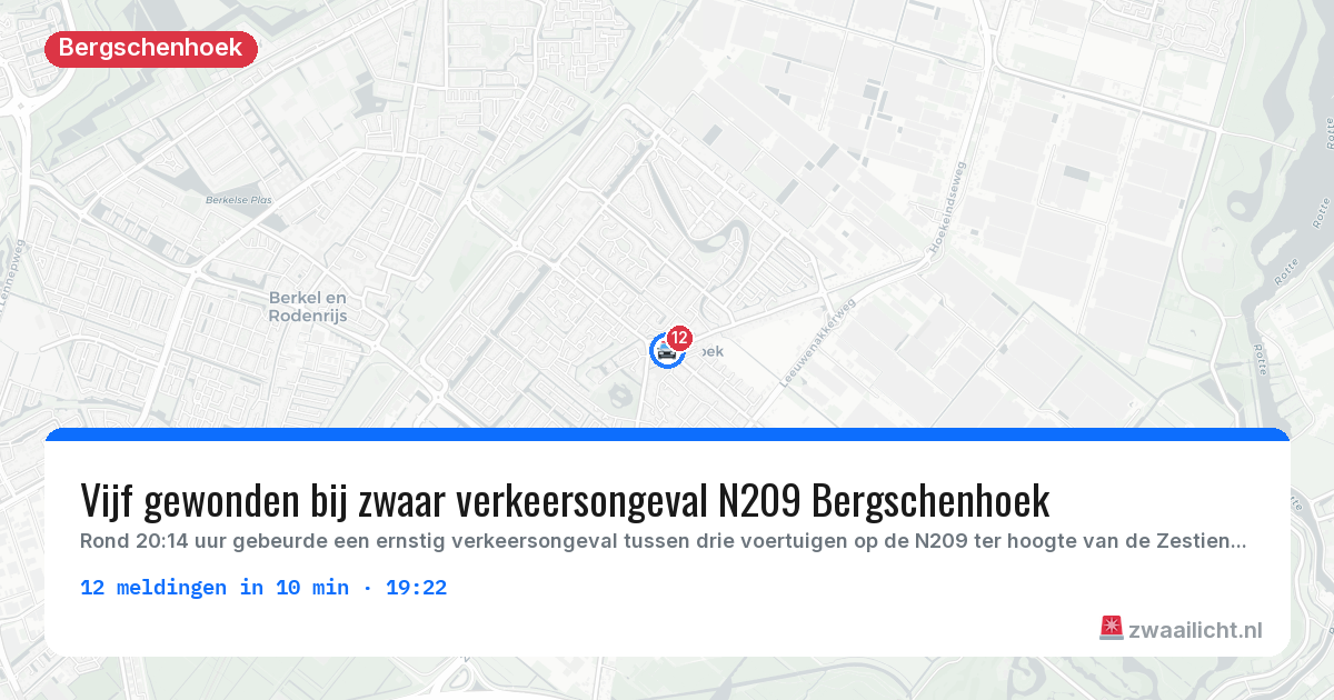 Kaart van de activiteitspiek bij Bergschenhoek