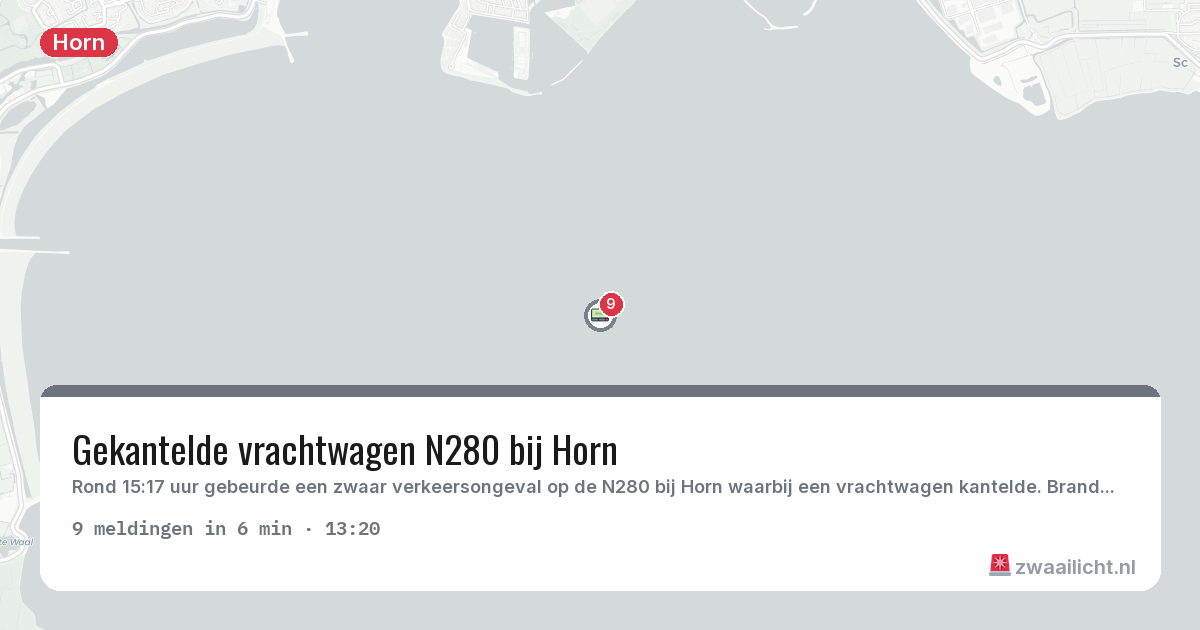 Kaart van de activiteitspiek bij Horn