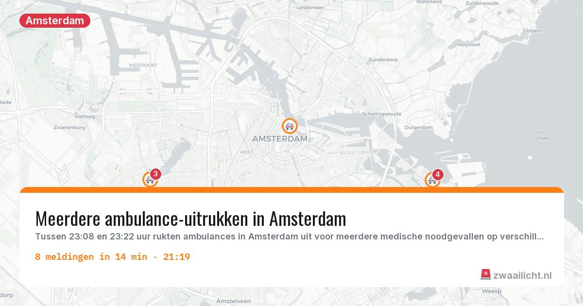 Kaart van de activiteitspiek bij Amsterdam