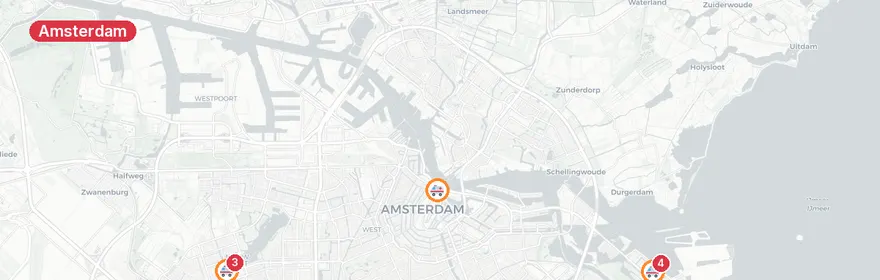 Kaart van Meerdere ambulance-uitrukken in Amsterdam