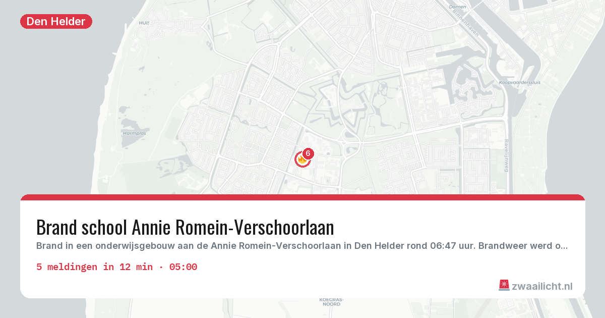 Kaart van de activiteitspiek bij Den Helder